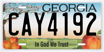 GA license plate CAY4192