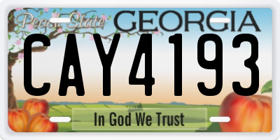 GA license plate CAY4193