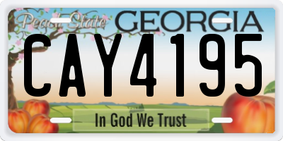 GA license plate CAY4195
