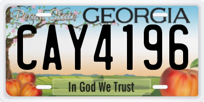 GA license plate CAY4196