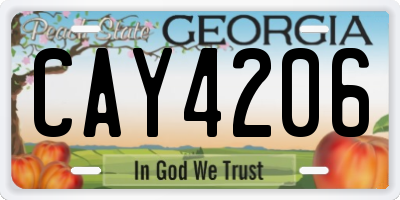 GA license plate CAY4206