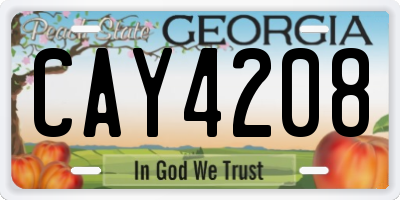GA license plate CAY4208