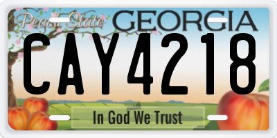 GA license plate CAY4218