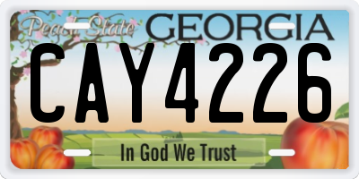 GA license plate CAY4226
