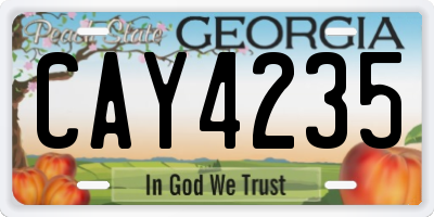 GA license plate CAY4235