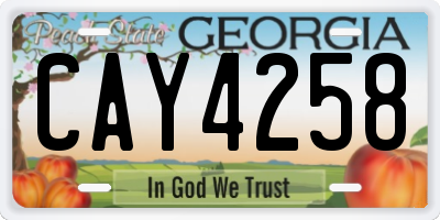 GA license plate CAY4258