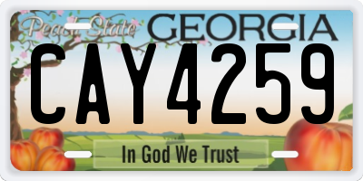 GA license plate CAY4259