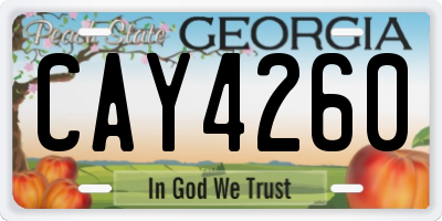 GA license plate CAY4260