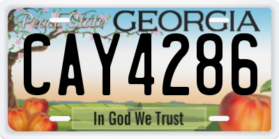 GA license plate CAY4286