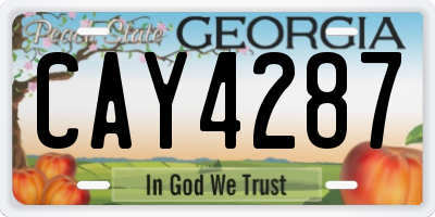 GA license plate CAY4287