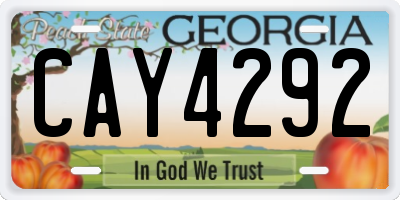 GA license plate CAY4292