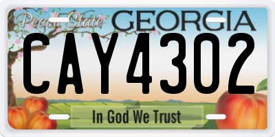 GA license plate CAY4302