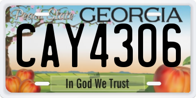 GA license plate CAY4306