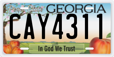 GA license plate CAY4311