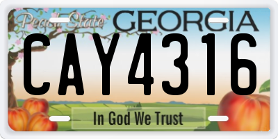 GA license plate CAY4316