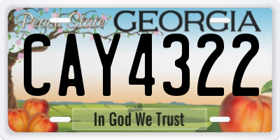 GA license plate CAY4322