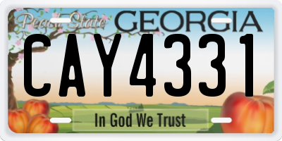 GA license plate CAY4331
