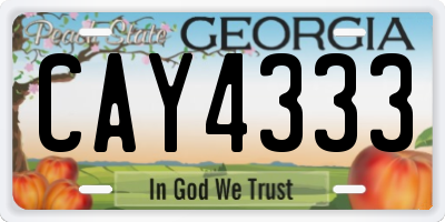 GA license plate CAY4333