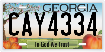 GA license plate CAY4334