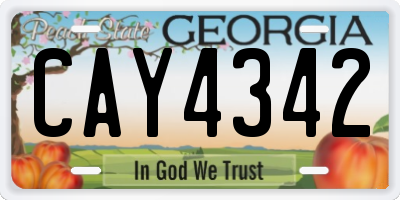 GA license plate CAY4342