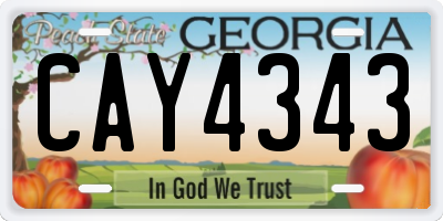 GA license plate CAY4343