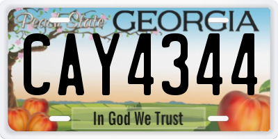 GA license plate CAY4344