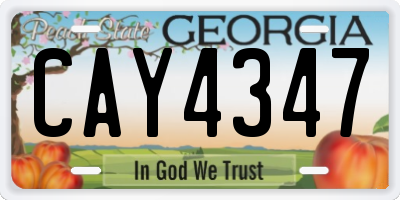 GA license plate CAY4347
