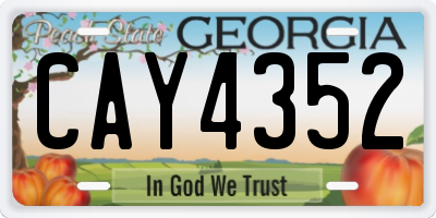 GA license plate CAY4352