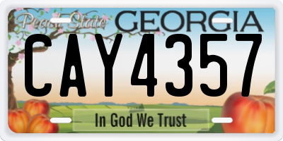 GA license plate CAY4357