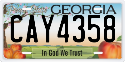 GA license plate CAY4358