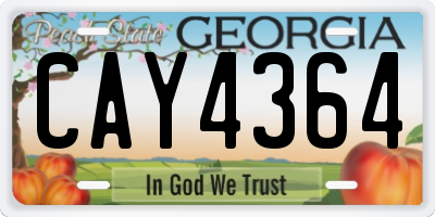 GA license plate CAY4364