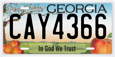 GA license plate CAY4366