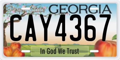 GA license plate CAY4367