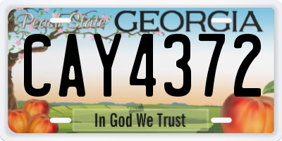 GA license plate CAY4372