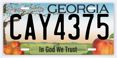 GA license plate CAY4375