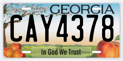 GA license plate CAY4378
