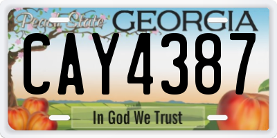 GA license plate CAY4387