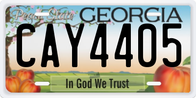 GA license plate CAY4405