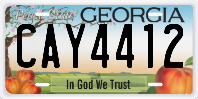 GA license plate CAY4412