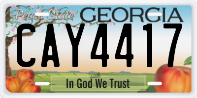 GA license plate CAY4417