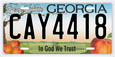 GA license plate CAY4418
