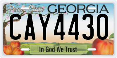 GA license plate CAY4430