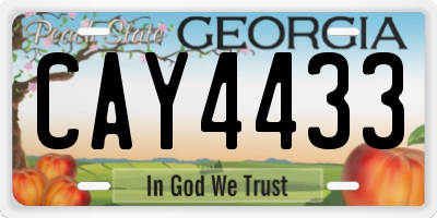 GA license plate CAY4433
