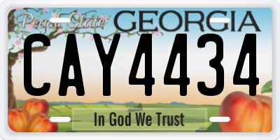 GA license plate CAY4434