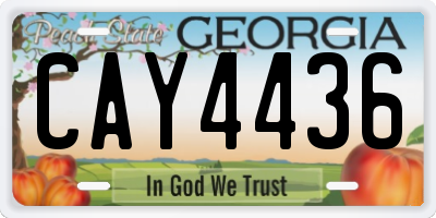 GA license plate CAY4436
