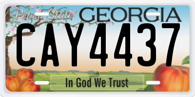 GA license plate CAY4437