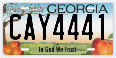 GA license plate CAY4441