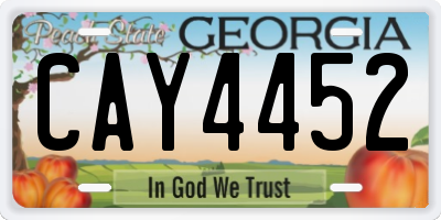 GA license plate CAY4452