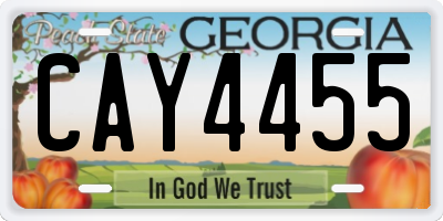 GA license plate CAY4455