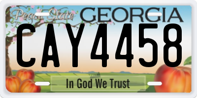 GA license plate CAY4458